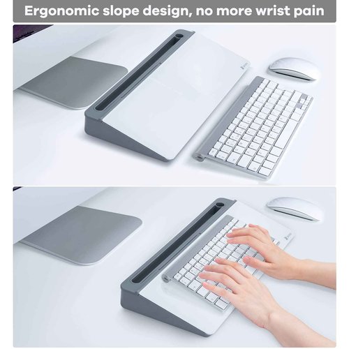 Desktop Glass Whiteboard Gray and Gray Board,Varhomax Desk Organizer and Desktop Memo Pad Solution for Home Office Accessories and School Supplies
