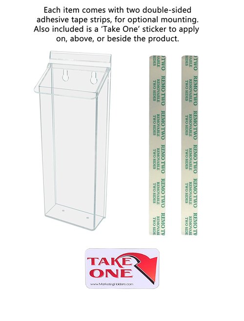 Outdoor Brochure Holder Holds 4” x 11” Tri Folds Rack Cards Wall Mount Clear Acrylic Real Estate Sheet Box with Lid Pamphlets Store Front Display Take One Bin Organizer by Marketing Holders