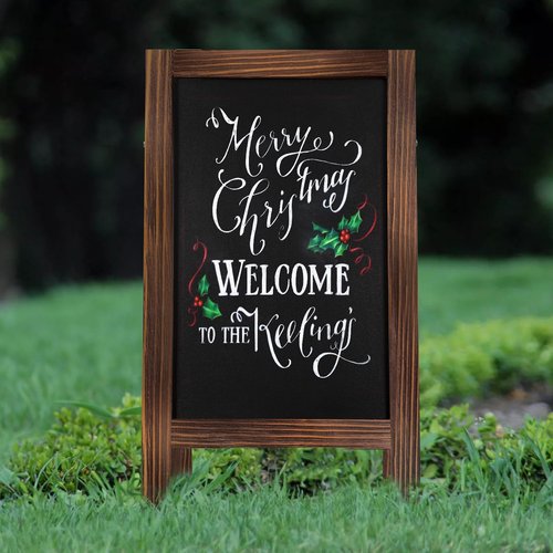 TEAKMAMA Chalkboard Signs 40x20 Standing A Frame Chalk Board Easel Sign Sandwich Board Signs Outdoor, Double Sided Blackboard for Back to School Day, Business, Weddings, Rustic Brown