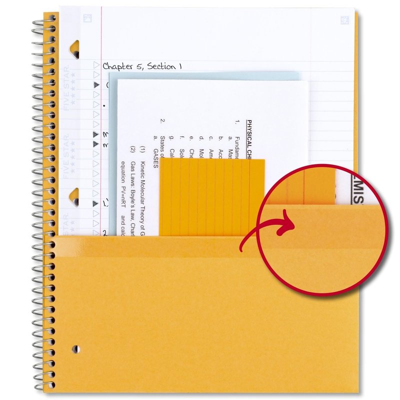 Five Star Spiral Notebook + Study App, 5 Subject, College Ruled Paper, 8-1/2" x 11", 200 Sheets, Fights Ink Bleed, Water Resistant Cover, Forest Green (72079) (Pack of 6)