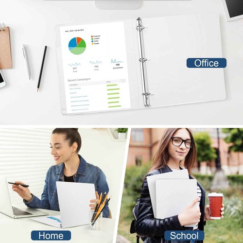 1-Inch 3-Ring-Binder with Pockets, 1'' Basic Binders 1-inch View Round Binders Holds 200 Sheets US Letter Size 8.5'' x 11'' - Bundle Packs Perfect for Home, Office, and School (1-inch)