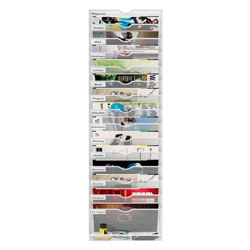 PAG-Mass Hanging Wall File Organizer,16-Tier Desk File Mail Holder, Paper Bill Organization For Office Home School, White