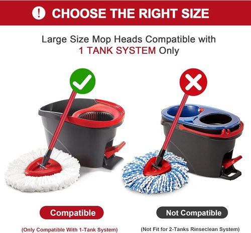 O-Cedar Mop Heads Replacement - 4 Pack Microfiber Refills for Easy Wring Spin System