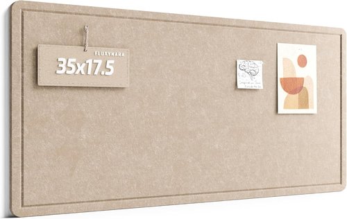 Fluxynara Cork Board Alternative - 35" x 17.5" Foldable Felt Pin Board with 12 Removable Adhesive Tabs | Taupe for Home, Office, Classroom
