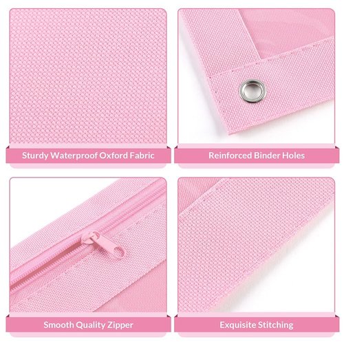 SKYDUE Pencil Pouch for 3 Ring Binder, Zipper Pencil Pouches for Girls Boys, Clear Window Pencil Case for Binder, Binder Pencil Pouch, Pencil Bag with Zipper,Pink & Purple