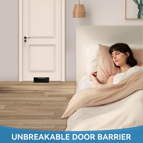 Pinkmiumiu Security Door Lock Barricade- Home Safety Door Brace to Prevent Entry Burglary Home Invasions - Door Stopper for Standard Door, French Doors, and Blemished Doors（Black