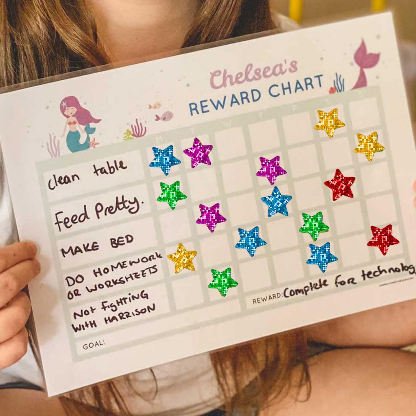 Skiennix Holographic Small Star Stickers - 1620 Pack in 6 Colors | Perfect for Kids' Rewards & Classroom Use, 0.6" Diameter