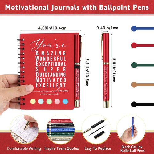 Jetec 25 Sets Team Employee Appreciation Gifts Bulk Office Business Inspirational Team Together Spiral Notebooks with Ballpoint Pens Thank You Gifts for Boss Coworker (Classic Color,You Are)