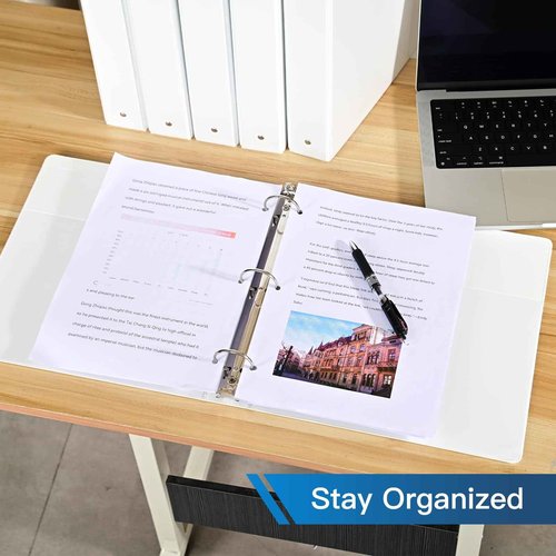 1.5-inch 3 Ring-Binder with 2 Interior Pockets, Premium 1.5''-Binders Holds 325 Sheets US Letter Size 8.5'' x 11'' Paper - Durable, Versatile Binders for Office, Home, and School Use, 6 Pack (White)