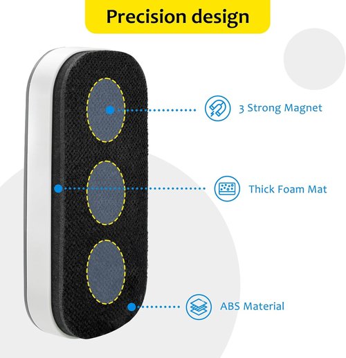 Maxtek Magnetic Dry Erase Eraser - 4 Pack Whiteboard Erasers for Office & School Use | Gray