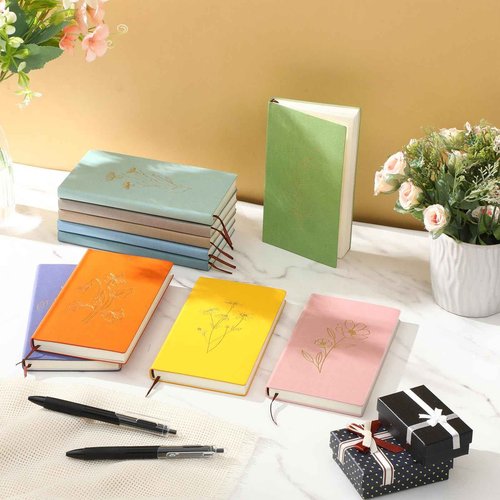 Cholemy 20 Pack Floral Writing Journals Bulk Spiral Cute Notebook Aesthetic for Women Macaron Hardcover Leather A6 College Ruled Notebook, 200 Lined Pages Writing Journal for Office School Supplies