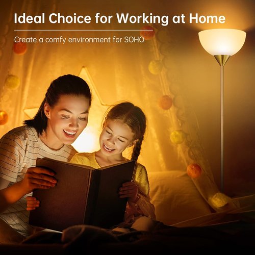 BoostArea 12W LED Floor Lamp - 70.1” Tall Torchiere with Eye-Caring Warm White Light | Perfect for Bedroom, Living Room, Office