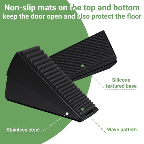 Large Door Stopper - Metal Door Wedge, Tall Door Stopper, Spring Rubber for Extra Strong Grip (Black, 1 Pack)