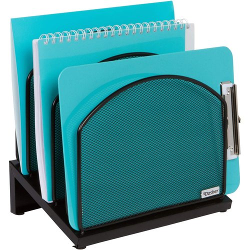 Dasher Products Inclined File Sorter Desk Organizer - File Rack with 5 Upright Sections for Documents, Binders, Folders, Clipboards, and More. Desktop Organization for Home, Office, School, and Store