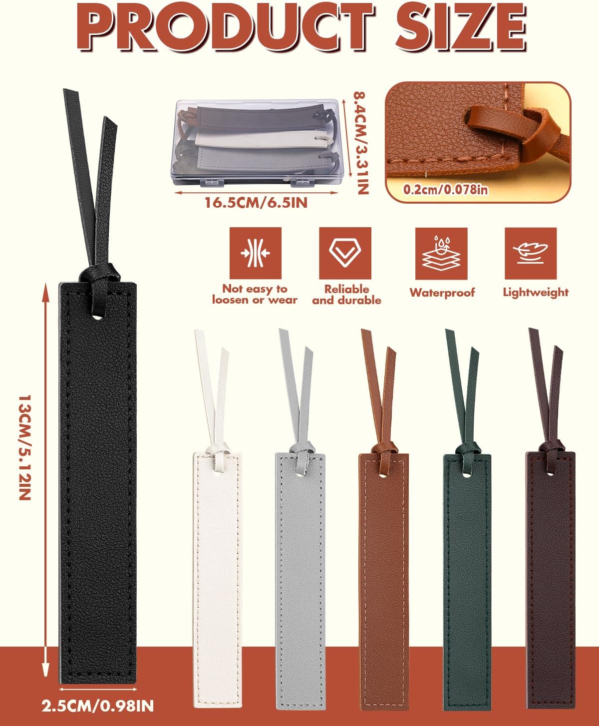 Skiennix Leather Bookmark Set - 6 Handmade Classic Style Bookmarks with Rope | Perfect for Readers & Book Lovers