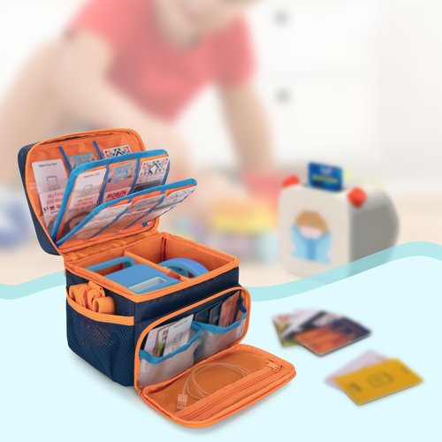 Carrying Case Compatible with Yoto Player (3rd Generation), Card Holder Hold Up to 30 Cards, Travel Storage Bag for Bluetooth Audio Speaker & Headphone Accessories, Blue (Case Only) Patented Design