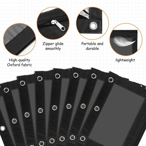 IKAYAS 40 Pack Black Pencil Pouch for 3 Ring Binder Colorful Pencil Pouch with Zipper Bulk, 3 Ring Binder Pencil Pouches Pencil Case Pencil Bags for Classroom Storing School Teacher Supplies