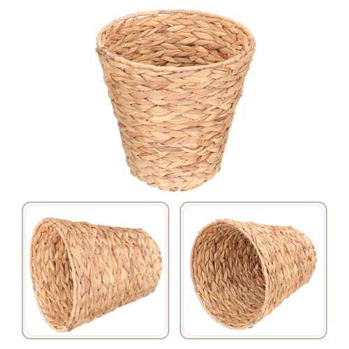 Woven Wicker Waste Basket Natural Woven Trash Can Round Wastebasket Garbage Bin for Bathroom Essentials Sundries Laundry 27cm