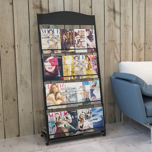 Kroey floor magazine rack brochure display stand for offices and public reception area，literature rack with 4 Universal wheels (59"×27"×14")