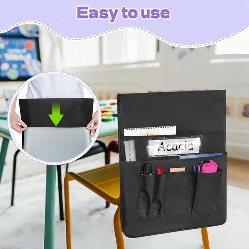 Chair Pockets for Classroom 6 Pack Chairback Buddy Pocket Chart Seat Back Organizer Student Storage with Lable Slot for Classroom Kindergarten School Home