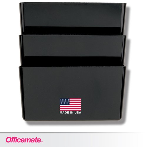 Officemate Letter Size Wall File, Recycled, Black (26092), 14.5" x 13" x 4.1", Set of 3