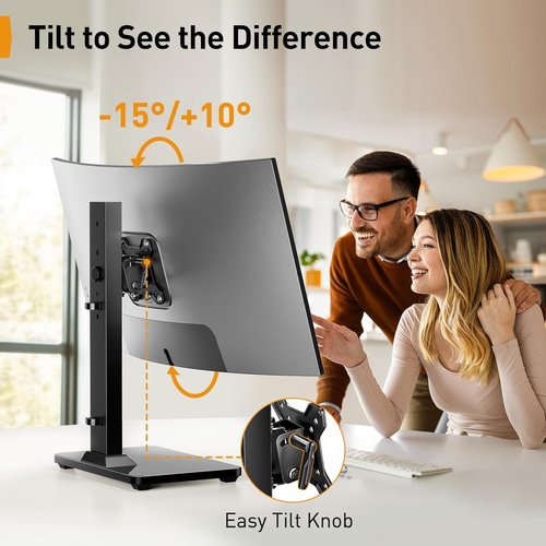 Perlegear Monitor Stand - Adjustable Height for 13-34 Inch Screens | Ergonomic Design