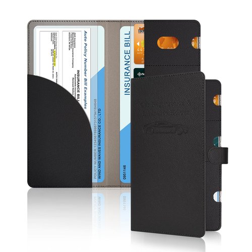 Car Registration and Insurance Card Holder for Document, Cards & License (Black-2)