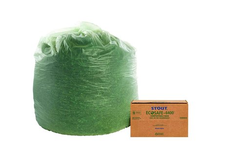 Stout E4860E85 EcoSAfe-6400 Compostable Compost Bags .85mil 48 x 60 Green 30/Box