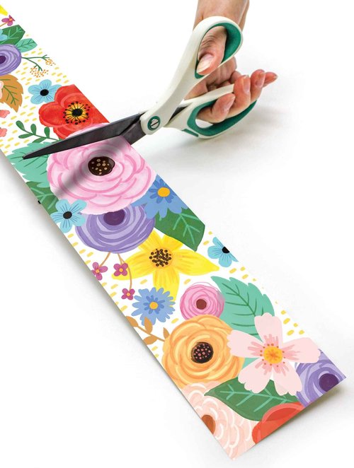 Teacher Created Resources Navy Blue Better Than Paper Bulletin Board Roll and Wildflowers Straight Rolled Border Trim