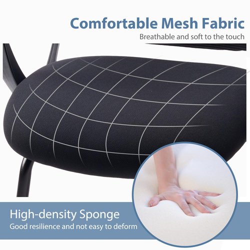 DUMOS Office Desk Chair with Sled Base Set of 2, Ergonomic Executive Mesh Computer Chairs with Lumbar Support for Home Bedroom Waiting Reception Guest Student
