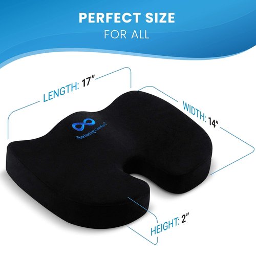 Everlasting Comfort Seat Cushion & Foot Rest Bundle - Perfect for Desk, Car, Office, Gaming Chairs - Non-Slip - All Day Comfort - Enhances Posture, Relieves Foot and Tailbone Pain (Black)