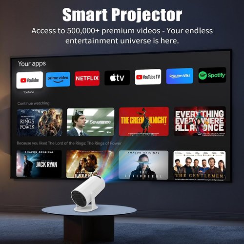 LJYT Mini Projector - 1080P Portable Projector with 4K Support & WiFi 6 | Bluetooth 5.4, 200 ANSI Lumens, White