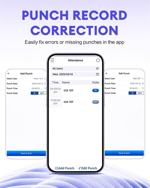 NGTeco APP-Based Time Clocks for Employees Small Business, W2 (Fingerprint+Password) Times Clock, 2.4GHz WiFi Clock in Clock Out Machine Support Shift Schedules, iOS & Android APP, No Monthly Fee