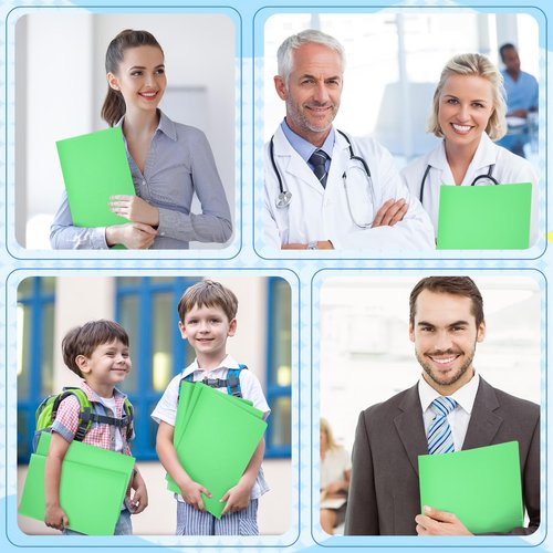 6 Pcs Green Heavy Duty Plastic Folders 2 Pocket File Folder Fit Letter Size for Home Office School Communication Presentation Report Sheet Protectors (Green)