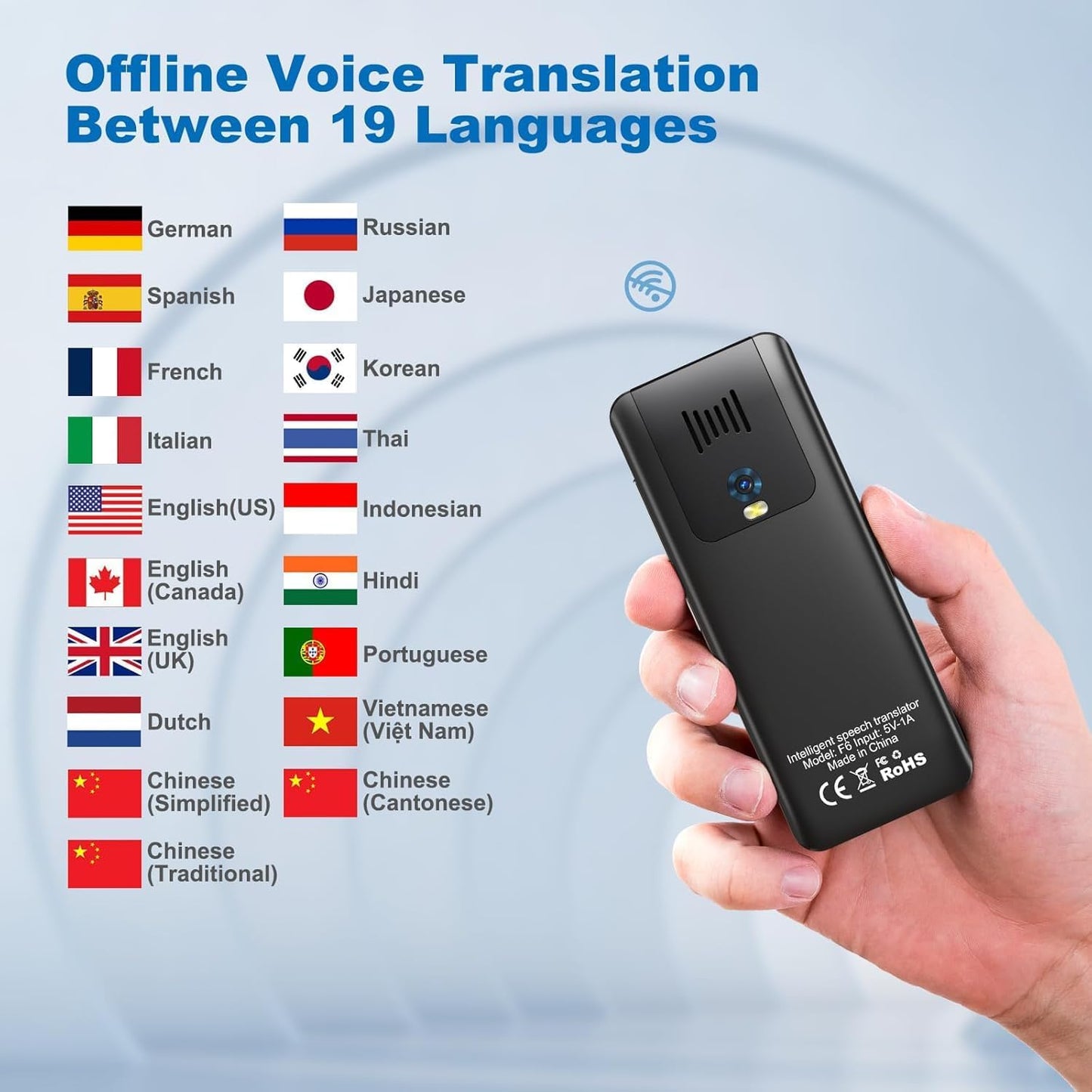 Skiennix Language Translator Device - 139 Languages Offline & Online | Portable Two-Way Instant Translation (Black)