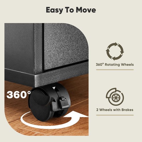 OLIXIS 7 Drawer Mobile File Cabinet Under Desk Storage Organization with Wheels Vertical Filing Chest Rolling Wood Small Desk Printer Stand for Home Office, 15.75"D x 18.74"W x 34.25"H, Black