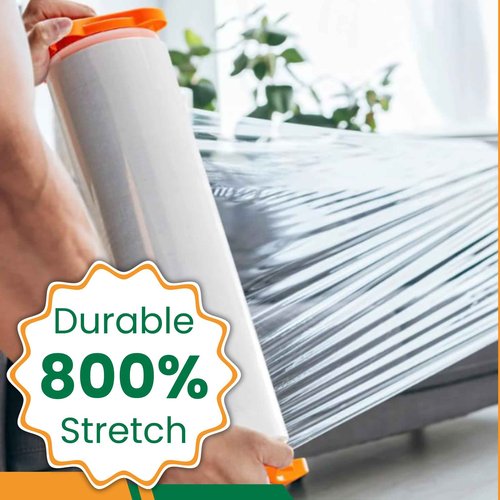 NEXUSWAY 18'' Shrink Wrap for Moving - Stretch Film Pallet Wrap Roll Heavy Duty 1000 feet 80 Gauge Industrial Strength up to 800% Stretch 20 Microns for Shipping Moving Furniture (Pack of 4)