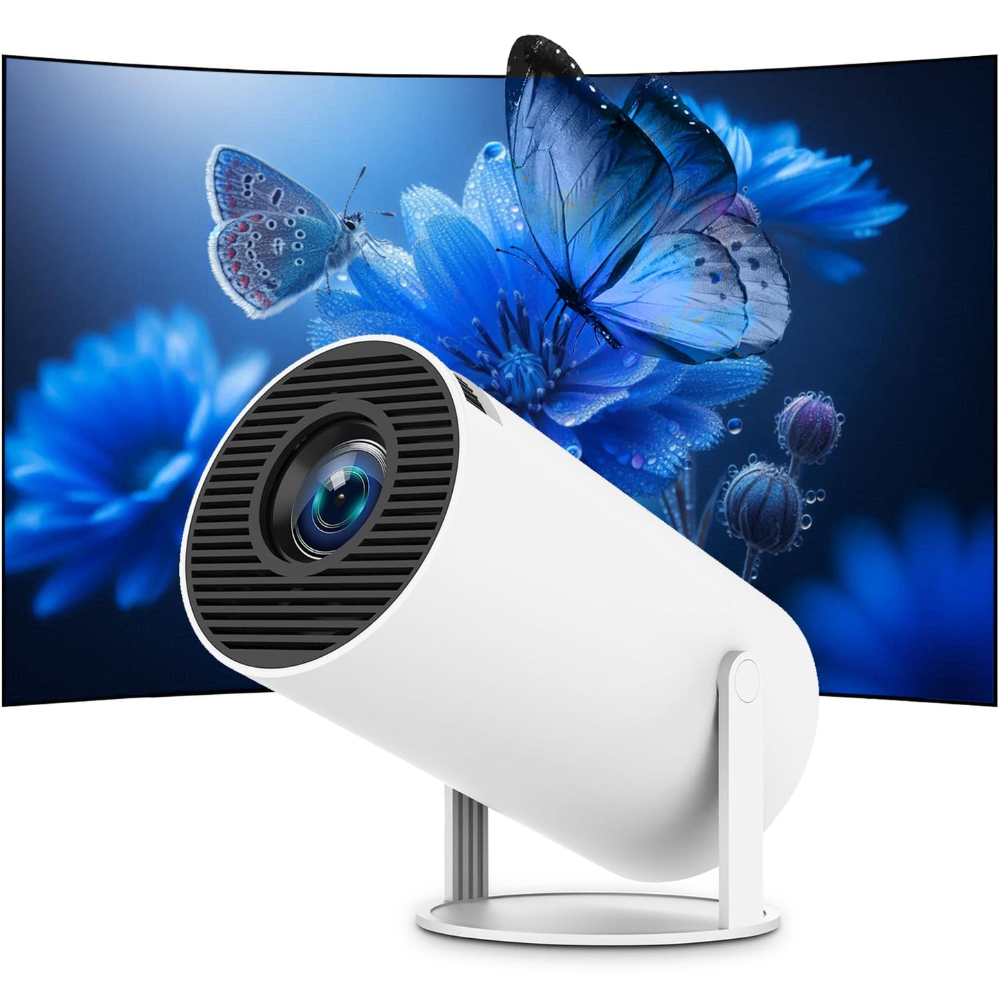 Mini Portable Projector 4K WiFi 6 BT 5.2 Upgraded Portable Projector Full HD Supported for Phone /PC /TV /HDMI /PS5 /Laptop Auto Keystone Home Theater 180° Rotation [Built-in App] White