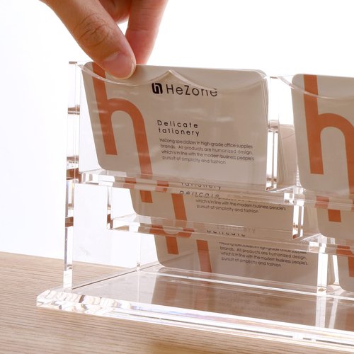 Business Cards Holder Display for Desk, Clear Acrylic Multiple 3 Tier 6 Slot Business Card Stand, Holds 300 Cards-1 Pack (6 Slots-H)