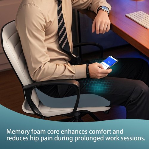 YOOBEBEST Pressure Relief Seat Cushion for Long Sitting Hours on Office/Home Chair, Car, Wheelchair - Extra-Dense Memory Foam for Hip, Tailbone, Coccyx, Sciatica-Black (Dark Edge)