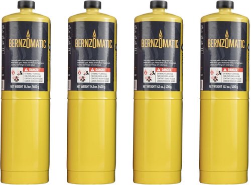 Bernzomatic MAP-Pro Gas Torch Cylinder - Pre-Filled 14.1 oz | Pack of 4 for Precision Heating