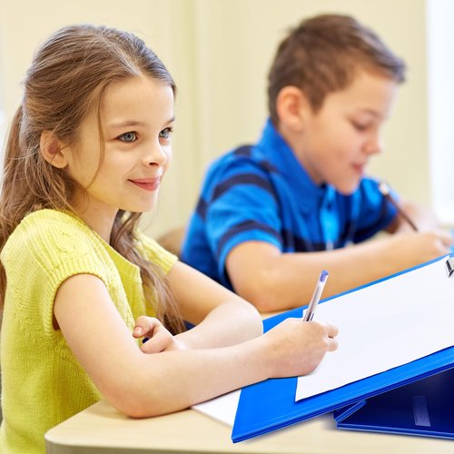 Nuanchu 2 Pcs Folding Slant Board for Writing 14 x 12 Inch Large Slanted Clipboard Adjustable Tilted Writing Board Sloped Surface to Improve Handwriting Legibility Endurance for Office Reading (Blue)