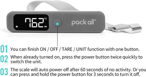 Pack All 110 Lbs Luggage Scale - Digital Handheld Travel Weight Scale with Backlit LCD Display