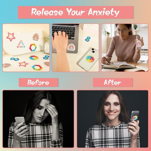 Skiennix 60 Pcs Anxiety Sensory Stickers - Reusable Textured Fidget Stickers for Mindfulness & Calm
