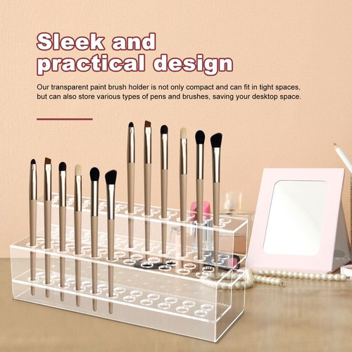 SBYURE Acrylic Pen Holder, 44-Slots Pen Stand Clear Pen Holder Pen Display Stand Eyebrow Pen Stand Art Brush Rack Makeup Brush Rack Organizer for Home Office Desk School Supplies