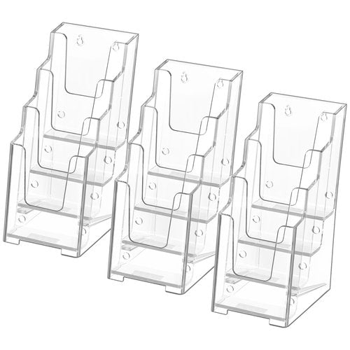 MaxGear Acrylic Brochure Holde Clear Literature Organizer Magazine Stand, 4 Tier Pamphlet Display for Wall Mount or Countertop