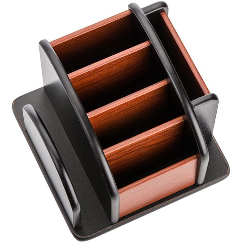 DEAYOU Wood Rotating Remote Caddy, Spinning Remote Control Holder for Table, 6-Compartment Wooden Revolving Office Supplies Desktop Storage Organizer for Pen, Pencil, Mail, Desk, Home, Living Room