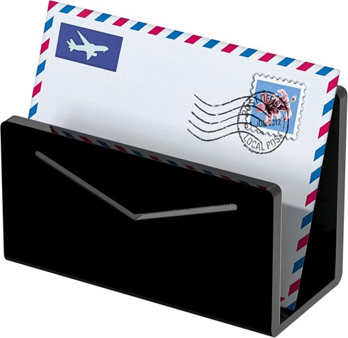 FUCDTEFC Acrylic Mail Holder - Stylish Black Vertical Letter Organizer for Desk | Lightweight Bill Sorter for Home & Office