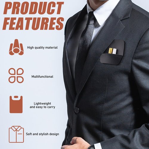 5 PCS Black Pocket Protector, Leather Pen Pouch Holder Organizer Pocket Pouch for Men Pocket Shirt, Pen Pocket Holder for School Office Hospital Supplies (Black)