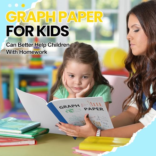 Ctosree Graph Paper Composition Notebook - 1/2 Inch Squares, 8.5 x 11 Inches | Perfect for Kids' School Supplies